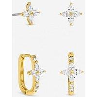 Jon Richard Gold Plated And Crystal Floral Hoop Earrings - Pack Of 2