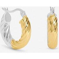 Inicio Two Tone Textured Twist Hoop Earrings