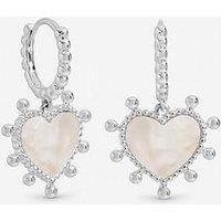 Inicio Mother Of Pearl Heart Charm Hoop Earrings