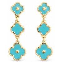 Mood Gold Plated And Turquoise Clover Drop Earrings