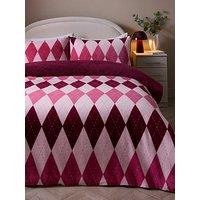 The Very Collection Argyle Printed Fleece Duvet Set - Pink