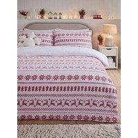 The Very Collection Christmas Fairisle Printed Fleece Duvet Set