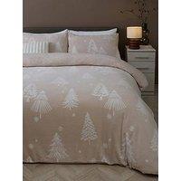 The Very Collection Cosy Christmas Natural Printed Fleece Duvet Set
