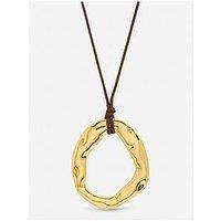 Inicio Gold Plated And Brown Cord Open Pendant - Gift Pouch