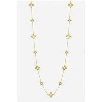 Jon Richard Gold Plated Textured Crystal Clover Long Necklace