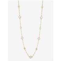 Inicio Gold Plated Polished And Mother Of Pearl Long Clover Necklace - Gift Pouch