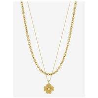 Inicio Gold Plated Diamond Cut Clover Double Row Pendant - Gift Pouch