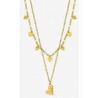 Jon Richard Gold Plated Waterproof Heart Double Row Necklace