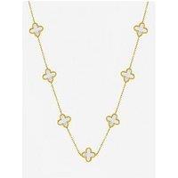 Jon Richard Gold Plated Waterproof Mother Of Pearl Clover Station Necklace