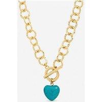 Mood Gold Plated And Turquoise Heart T-Bar Necklace