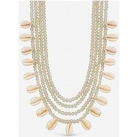 Mood Silver Plated Shell And Bead Multirow Necklace