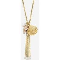Mood Gold Plated Tassel And Shell Long Necklace