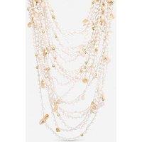 Mood Gold Plated Statement Multirow Beaded Necklace