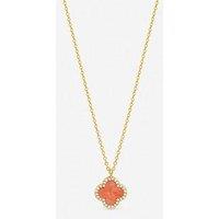 Jon Richard Gold Plated And Coral Clover Pendant Necklace