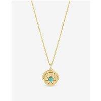 Inicio Gold Plated And Turquoise Celestial Spinner Pendant - Gift Pouch