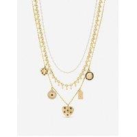 Mood Gold Plated Celestial Charm Multirow Necklace