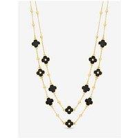 Mood Jet Clover Multi Row Necklace