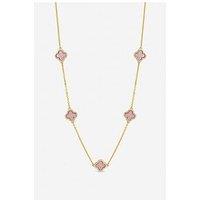 Jon Richard Gold Plated And Pink Station Clover Necklace