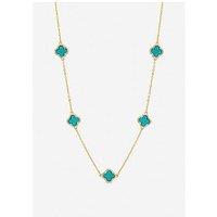 Jon Richard Gold Plated And Turquoise Station Clover Necklace