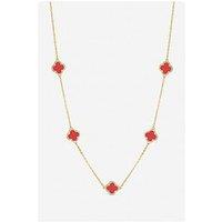 Jon Richard Gold Plated And Coral Long Station Clover Necklace