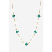 Jon Richard Gold Plated And Turquoise Long Station Clover Necklace