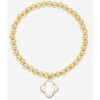 Jon Richard Gold Polished And Crystal Clover Stretch Bracelet