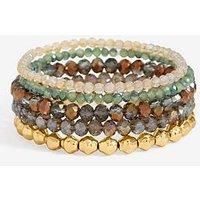 Mood Gold Plated And Polished Multi-Colour Beaded Bracelets - Pack Of 5