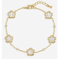 Inicio Gold Plated And Mother Of Pearl Flower Station Bracelet - Gift Pouch