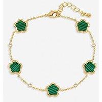 Inicio Gold Plated And Malachite Flower Station Bracelet - Gift Pouch