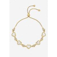 Jon Richard Gold Plated Pave And Mother Of Pearl Heart Toggle Bracelet
