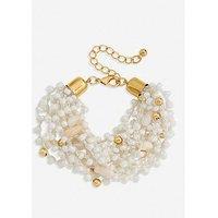Mood Gold Plated Statement Multirow Beaded Bracelet