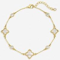 Jon Richard Gold Plated Mother Of Pearl And Crystal Clover Bracelet
