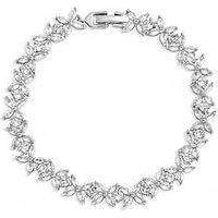 Jon Richard Rhodium Plated Cubic Zirconia Floral Bracelet