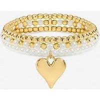 Jon Richard Gold Plated Polished And Beaded Heart Charm Multirow Bracelet