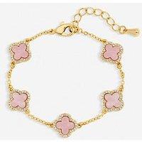 Jon Richard Gold Plated Pink Clover Bracelet