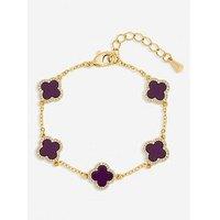 Jon Richard Gold Plated Purple Clover Station Bracelet
