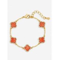 Jon Richard Gold Plated Coral Clover Station Bracelet