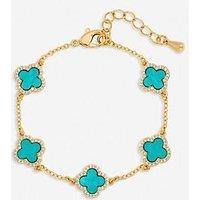 Jon Richard Gold Plated Turquoise Clover Station Bracelet