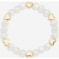 Jon Richard Gold Plated Pearl And Polished Heart Bracelet