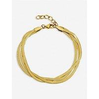 Jon Richard Gold Plated Waterproof Multirow Snake Chain Bracelet