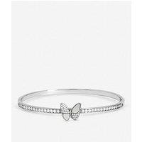 Jon Richard Rhodium Plated Pave And Mother Of Pearl Butterfly Bangle