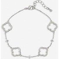 Jon Richard Silver Plated Pave And Crystal Open Clover Bracelet