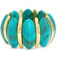 Mood Gold Plated And Turquoise Statement Stretch Bracelet