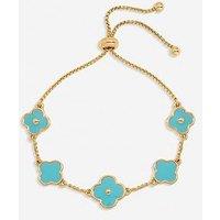 Mood Gold Plated And Turquoise Clover Bracelet