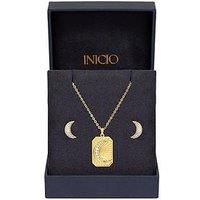 Inicio Gold Plated And Pave Moon Set - Gift Box