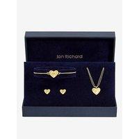 Jon Richard Gold Plated Diamond Cut Heart Set - Gift Box