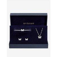 Jon Richard Silver Crystal Butterfly Trio Set - Gift Box