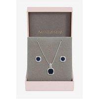 Jon Richard Rhodium Plated Cubic Zirconia And Sapphire Square Drop Set - Gift Box