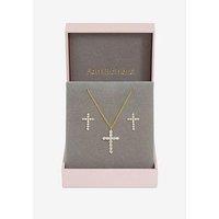 Jon Richard Gold Plated Cubic Zirconia Cross Set - Gift Box