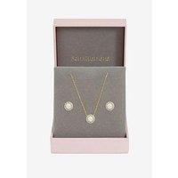 Jon Richard Gold Plated Crystal And Pearl Halo Bridal Set - Gift Box